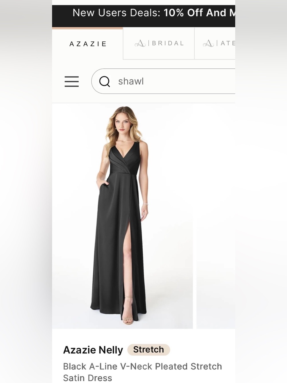 Azazie Black Nelly A-Line V-Neck Maxi Dress